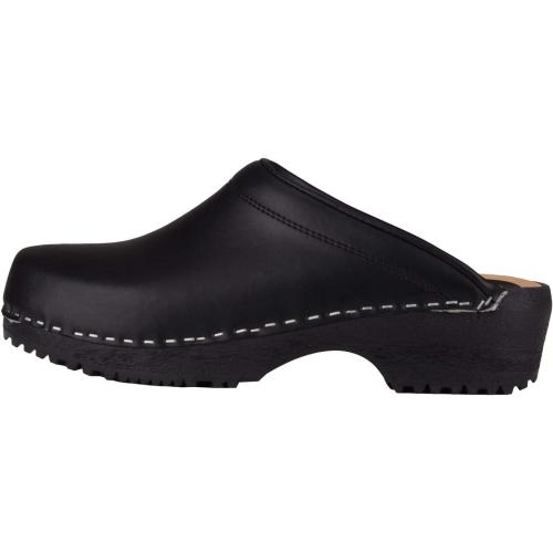 Size 46 Black Vollsjo Women's Genuine Leather Wooden Clogs Made in EU
