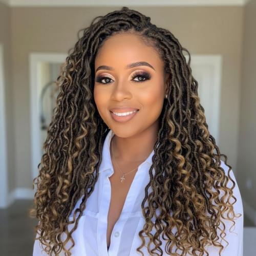 Fulcrum Goddess Locs Crochet Hair 14 Inch, 8 Packs New Faux Locs Crochet Hair for Black Women, Crochet locs with Curly Ends (14Inch (Pack of 8), T27#)