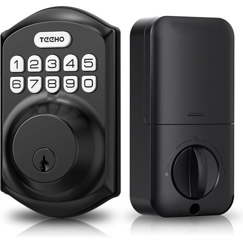 TEEHO TE001 Keyless Entry Door Lock with Keypad - Smart Deadbolt Lock for Front Door with 2 Keys - Auto Lock - Easy Installation - Matte Black