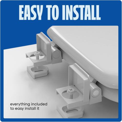 HIGHCRAFT Premium Elongated Toilet Seat with Adjustable Hinges & Quick Removal Mechanism - Molded Wood Toilet Seat - Fits Standard Elongated Toilets - Oval Seat in White