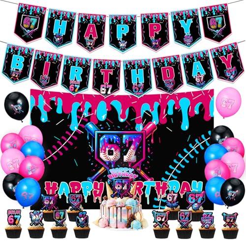 SmoothNovelty 31 Pcs 67 Baseball Ice Cream Drip Birthday Decorations