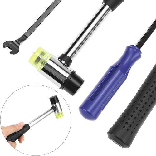 ‼️may be missing or broken pieces also with scratches ‼️QWORK Car Dent Removal Tool Kit, Stainless Steel Auto Fender Repair Puller, Crowbar Tools Hook Rods, Lifter Big Curved Rod, with Curved Rods, Rubber Mallet, and Hooks