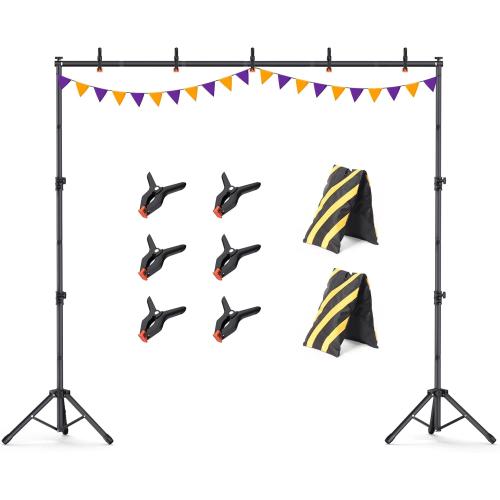 Backdrop Stand 10x7.5ft, Height Adjustable and Width Adjustable Backdrop Stand, Back Drop Stand for Balloon Arch, Photo, Parties
