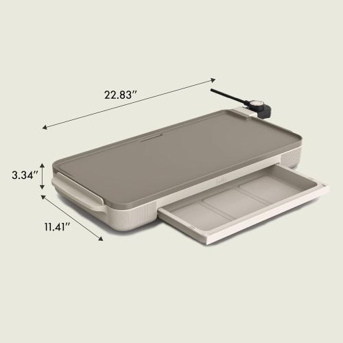 bella 10 x 20 Electric Griddle with Warming Tray, EverGood™ Ceramic Nonstick Coating & Removable Temperature Probe, Dishwasher-Safe Drip Tray & Cool Touch Handles, 1500 Watt, Oatmilk