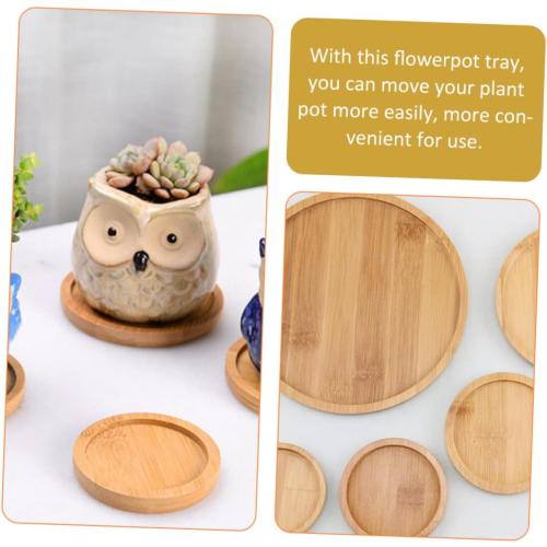 Wood Succulent Plant Tray for Indoor/Outdoor Use Round Bamboo Pot Saucer Water Draining Feature for Balcony and Garden 3-Piece Set