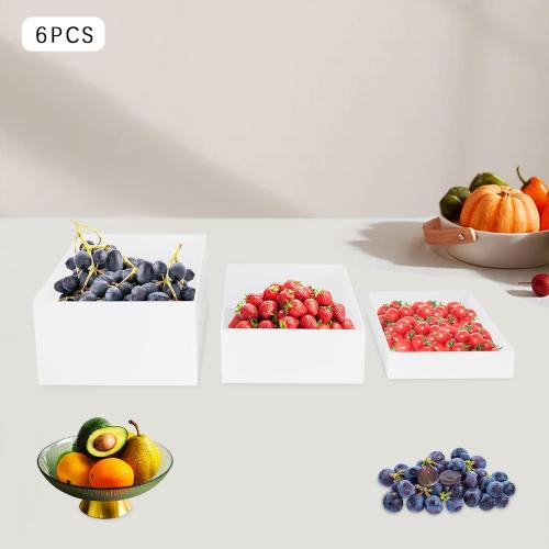 6PCS Clear Display Nesting Riser Stands, Display Stands with Hollow Bottoms with Load-bearing Capacity of 11.02 lbs (White)