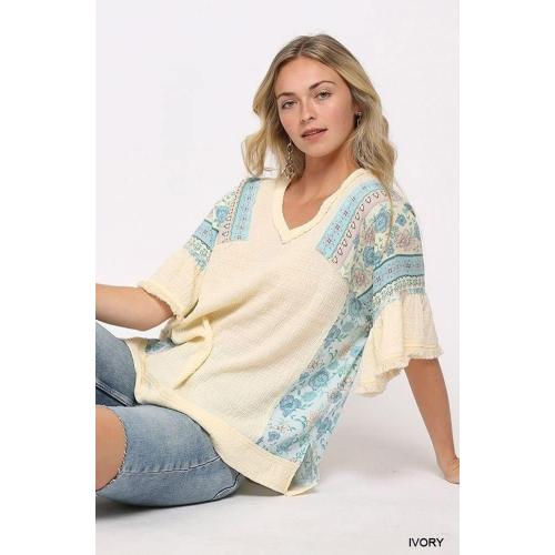 Size Large Womens V Neck Bell Sleeve Asymmetrical High Low Tops Casual Chiffon V Neck 3/4 Sleeve Blouse Flowy Tops