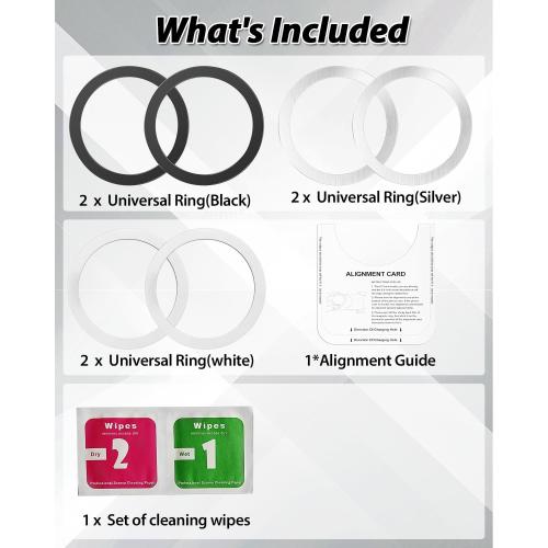 Metal Rings 6PCS,Ultra-Thin(0.4mm)for MagSafe Sticker/Magnetic Adapter/Phone Cases/Wireless charger,Compatible with iPhone 17/Air/16/15/14/13,Galaxy S24/S23/S22/Kindle,For Mag Safe Accessories