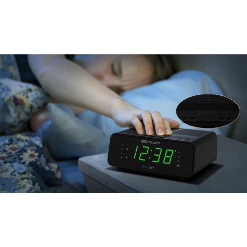 Emerson SmartSet Dual Alarm Clock Radio with AM/FM Radio, Dimmer, Sleep Timer and .9 LED Display, CKS1900
