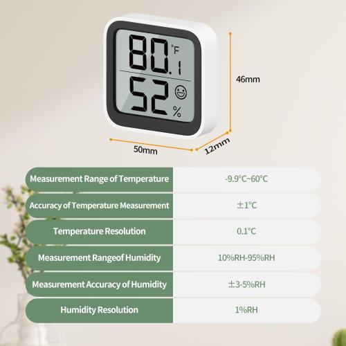 NOKLEAD Thermometer Humidity Meter Inside Mini Hygrometer Monitor Room Temperature Measuring Device with Face Icon Comfort Indicator ℃/℉ Switch for Baby Room Greenhouse Office Living Room（2）