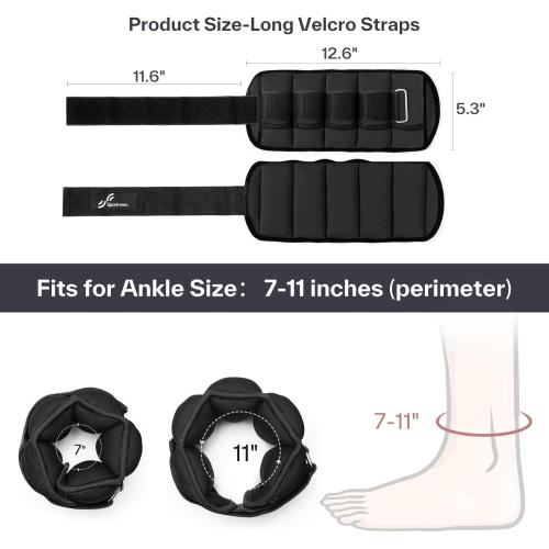 Sportneer Adjustable Ankle Weights for Women and Men 7 lbs/Pair Adjustable Leg Weights with Secure Straps, Strength Training Weighted for Yoga, Walking, Running, Aerobics, Gym, Physical Therapy