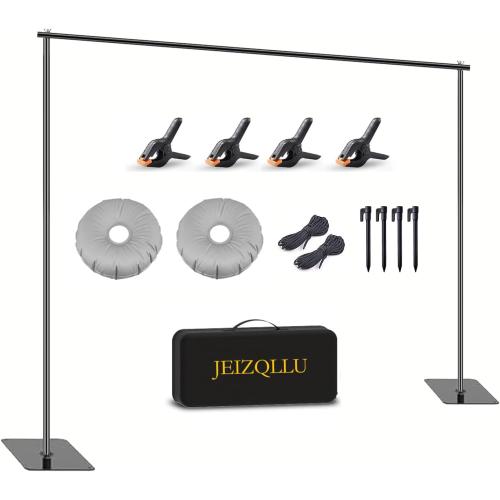 Backdrop Stand, 6.5ft Height 9ft Width Adjustable Photography Background Support Poles with Heavy Duty Flat Base, Photo Metal Steel Pipe and Drape Frame Kit for Parties Birthday Wedding