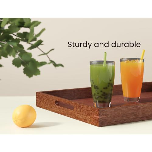 Bamboo Set of 2 Serving Tray with Handles,Decorative Trays Platter,Breakfast Tray in Bed,Food Drinks Tray for Eating,Working,Storing(Brown)