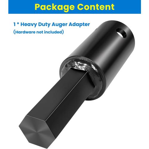 Heavy Duty Auger Adapter 2-9/16 Female Round to 2 Male Hex for Augers, Skid Steers, Tractors, Post Hole Diggers