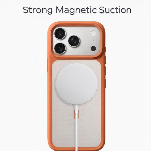 MagSafeCompatible Case for iPhone17 Pro/iPhone17 Pro Max, Soft-Touch Matte PC TPU Shockproof Cover with Camera Control Button, Anti-Slip Textured Frame, N52 Magnets,Drop Protection(Orange,17 Pro, pro,Max)
