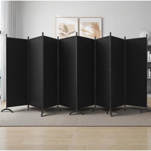 Room Divider-Folding Privacy Screens, 6 ft Partition Room Dividers Wall for Separation, Home, Office, Classroom, Studio (Black, 8 Panel)