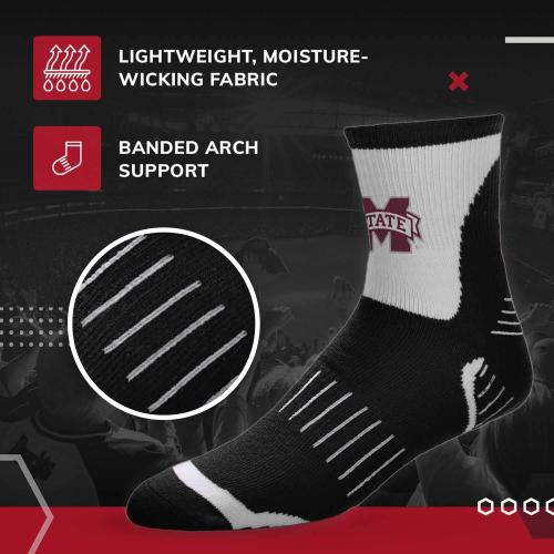 Size MD For Bare Feet Adult NCAA Surge Quarter Length Crew Socks - All Weather Performance - Men & Women - Enhance Your Team Footwear