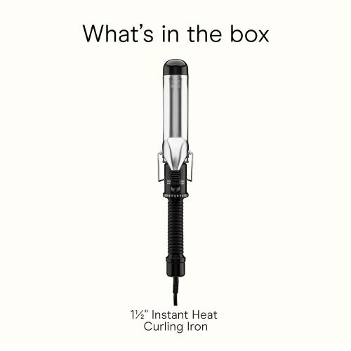 Conair Instant Heat 1½ Inch Curling Iron, 1½-Inch Barrel Hair Curler Produces Soft Waves and Loose Curls, 25 Heat Settings, Dual Voltage, For Use on Medium and Long Hair, Black