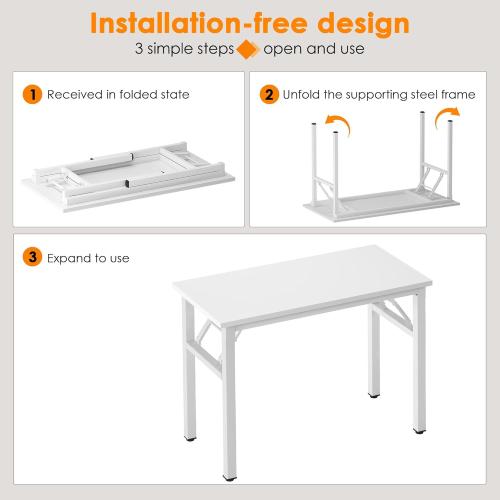 Need Folding Computer Desk - 31.5 Inch Foldable Office Writing Work Study Kids Student Teacher Home Bedroom Table, White