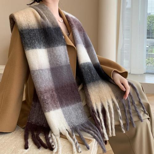 MININAI Chunky Winter Scarfs for Women Cold Weather Warm Knit Thick Plaid Scarf Long Large Oversized Checked Scarves