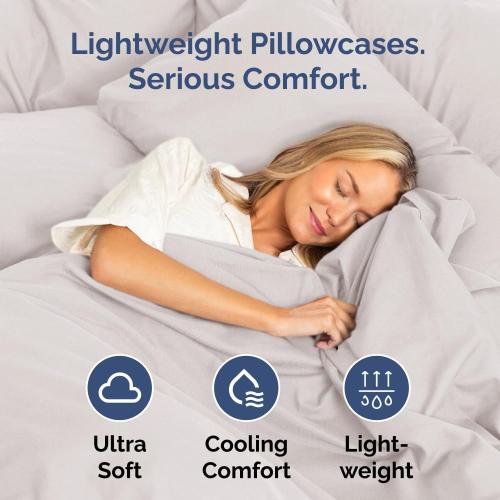 Queen Pillow Cases Set of 4 - Ultra Soft Hotel Quality Pillowcase Covers - Comfy Cozy Bedding for Women, Men, Kids & Teens - Machine Washable Pillow Protectors - 4 Pieces Set - Queen Size Light Grey
