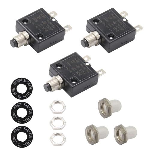 3PCS Thermal Circuit Breaker 20 Amps, Thermal Overload Protector L1 Series Push Button with Manual Reset Circuit Breakers (20a)