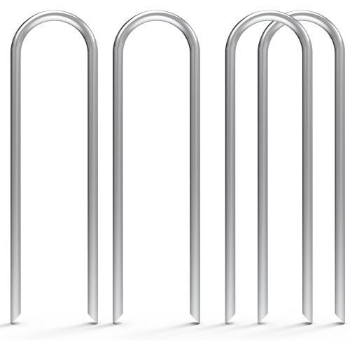 MySit 12 Inch 12 Pack Heavy Duty U Shaped Garden Stakes, 11 Gauge Galvanized Fence Stakes Landscape Staples Metal Yard Stakes for Ground, Drip Hose, Inflatables, Outdoor Decorations