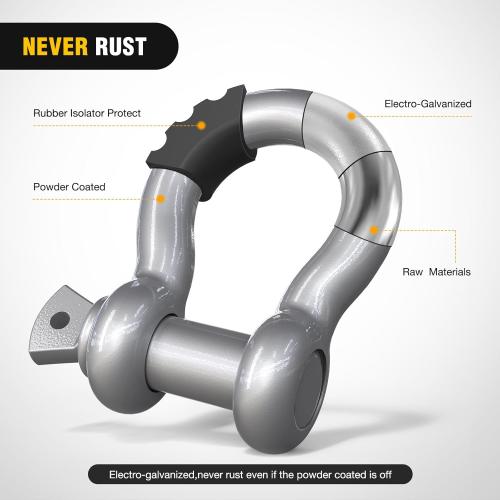 Nilight 2 Pack 3/4 D-Ring Shackle with 7/8 Screw Pin 41,887lbs Break Strength, Heavy Duty Off Road Recovery Shackle with Isolators Washers for Use with Tow Strap, Winch, Off-Road Jeep Truck Vehicle
