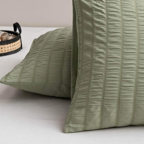 Soft Pillow Cases Set of 2, Seersucker Pillowcase Wrinkle, Fade, Stain Resistant, 100% Brushed Microfiber, King Size 20x40 Inches Pillow Covers with Envelope Closure, Green Bean