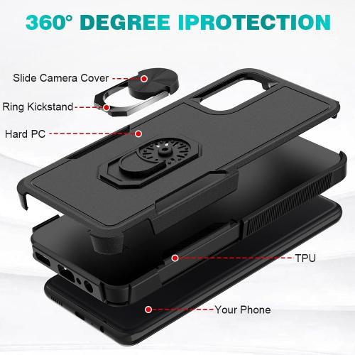 Heavy Duty Compatible with Gabb Phone 3 Pro Case, with [360 Rotatable Foldable Hidden Built-in Kickstand] Dual-Layer Shockproof | Drop Tested Military Grade Protection Armor Cover-Black