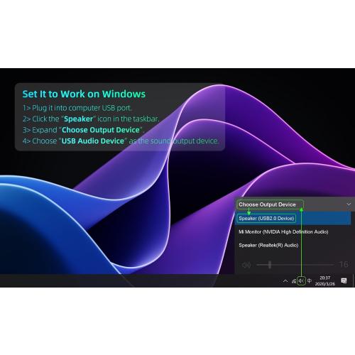 [Single] Computer Speaker for Desktop PC, USB-Powered, Plug-n-Play, Wired, External Speaker for Laptop, with Crystal-Clear Sound, Loud Volume, Rich Bass, Built-in USB-C Adapter for Full Compatibility