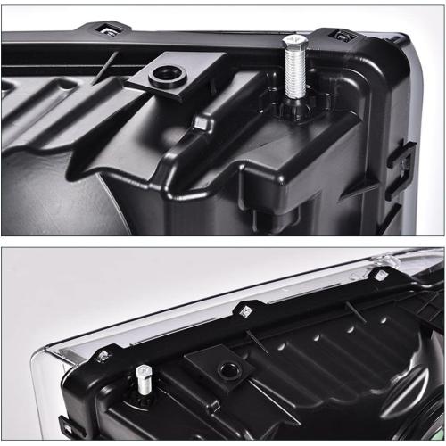 PIT66 LED Headlight Assembly Compatible with 2005-2007 Ford F250 F350 F450 F550 Super Duty/ 2005 Excursion,(Not Fit Sealed Beam Headlight model) Clear Lens Chrome Housing Amber Reflector