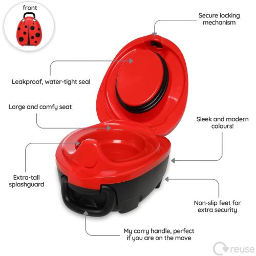 My Carry Potty - Ladybug Travel Potty, Award-Winning Portable Toddler Toilet Seat for Kids to Take Everywhere