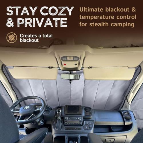 Living in a Bubble Insulated Blackout Window Covers for RAM Promaster 2014-Current (Windshield 2014-Current)