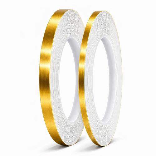 2 Rolls Gold Duct Tape, Metallic Mylar Film Tape, 5mm & 10 mm X 164 Ft. Vinyl Pinstripe Tape for Detailing Accent Wall, Wardrobe, Bathroom, Floor, Tile, Car, Graphic Arts - Stripe Stickers