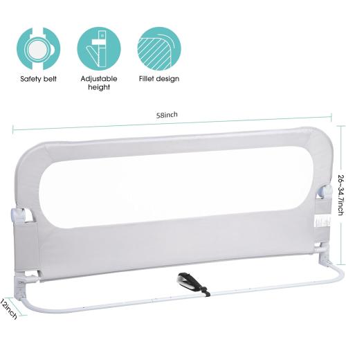 Baby Bed Rail Guard for Toddlers - 58.7 Toddler Bed Rails for Twin, Full, Queen, King Bunk Size Bed Swing Down Bedrail Extral Tall Child Safety Side Railing Guards for Kids