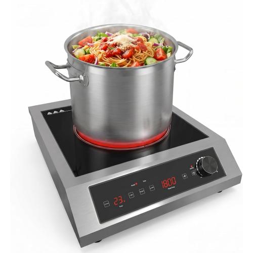 Sunvivi 1800W Induction Cooktop, Commercial-Grade Electric Countertop Burner with Timer, Induction Hot Plate with LED Screen, 10 Power(300W-1800W), 10 Temp Setting(140°F-536°F), Black
