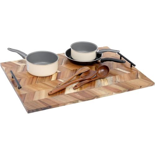 SwallowLiving Noodle Board Stove Cover Wood with Handles, Wooden Stovetop Cover Board for Gas Stove and Electric Stove Top, kitchen sink cover for counter space, Acacia ( Little damaged see the pictures )