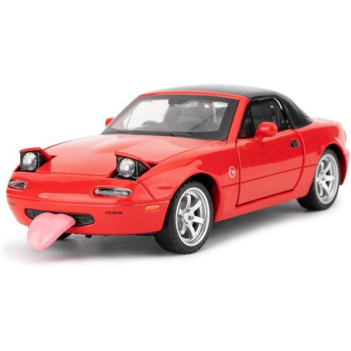 1/32 Mazda Miata MX-5 Alloy Model Car, Toy Car with Pullback, Removable Top, Blinking Lights, Toy Car with Sound and Bright Lights, Collectible Grade Gift for Kids (Red)