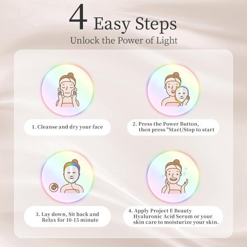 LED Face Mask Light Therapy, Red Light Therapy Mask with 7 Colors, 850nm Infrared & Red Light Therapy for Face, Portable Anti-Aging Skin Rejuvenation Tool with Timer for Home Use