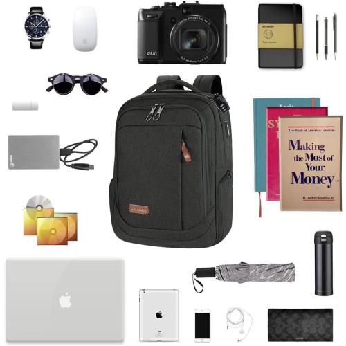 Charcoal Black 18.5x13.3x7.8 KROSER Laptop Backpack Large Computer Backpack Fits up to 17.3 Inch Laptop with USB Charging Port Water-Repellent Travel Backpack Casual Daypack for Business/College/Women/Men-Charcoal Black