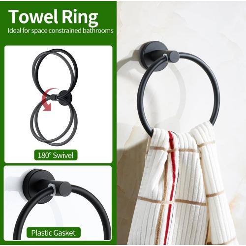 5pcs Matte Black Bathroom Hardware Set