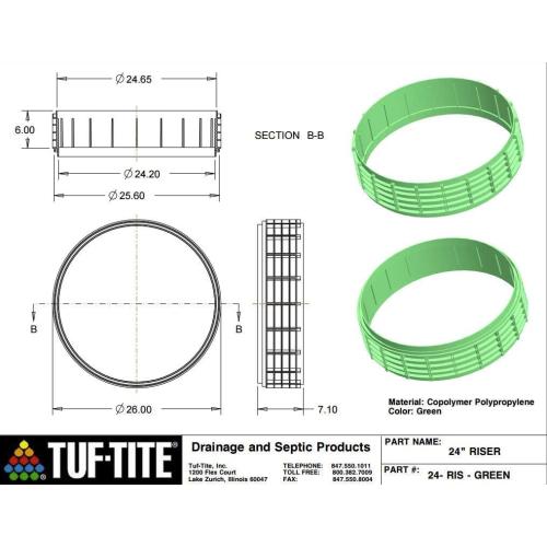 24X6 Tuf-Tite Septic Tank Riser, Green, 24-RIS