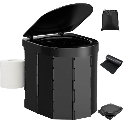 PAHTTO Portable Camping Toilet, Folding Toilet for Adults with Lid and Retractable Toilet Paper Holder, Waterproof Porta Potty with Carry Bag and Disposible Liners
