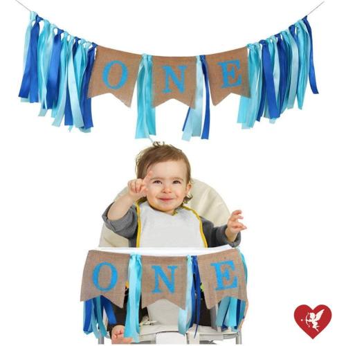 SS Cohen 1st birthday decorations,Baby Boy's first Birthday Banner,Burlap Highchair Banner for 1st baby birthday banner decorations