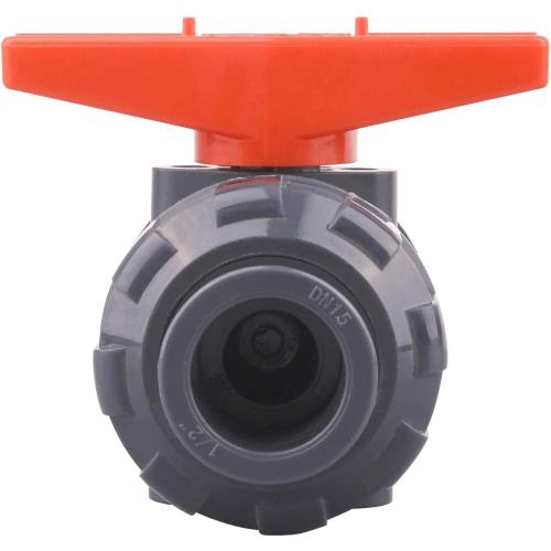 DERNORD PVC True Union Ball Valve with Full Port, EPDM O-Rings, and Reversible PTFE Seats,Rated at 200 PSI (1/2 inch Socket)