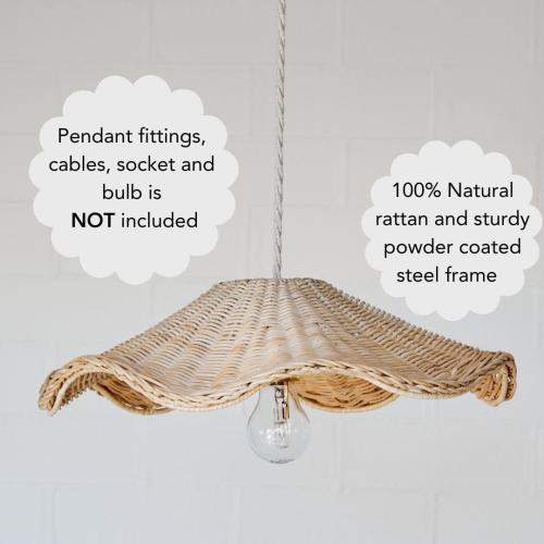 BEBE BASK Hand Woven Rattan Lamp Shade - Unique Wave Wicker Lamp Shade - 17 x 5 Inch - Unique Boho Lamp Shade - Rattan Light Shade - Rattan Pendant Light Shade - Wicker Pendant Light Shade