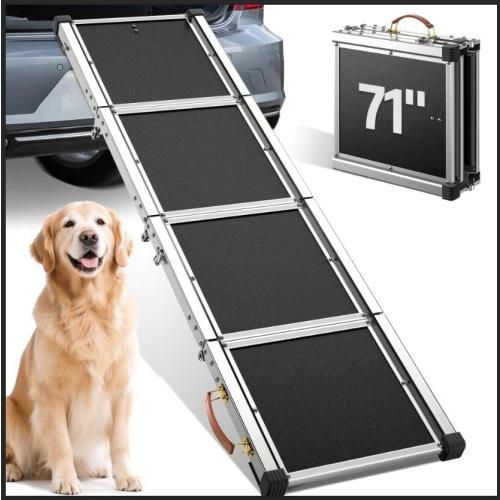 Dog Ramp for Car, Extra Long 71”Dog Ramp Folding Pet Ramp for Large Dogs with Non-Slip Rug Surface, Dog Ramps up to 330 lb for Car SUV Truck Bed Couch