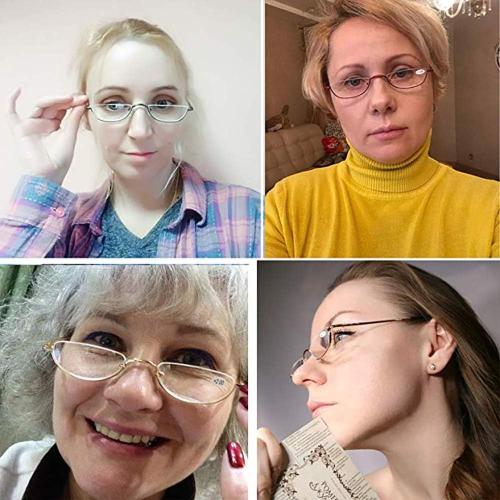 Viseng 2 Pack Vintage Alloy Half Moon Reading Glasses Women Men Slim Half Frame Lens Readers Glasses  1.0