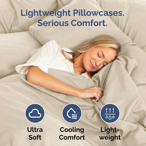 King Pillow Cases Set of 2 - Ultra Soft Cozy Pillowcase Covers - Wheat